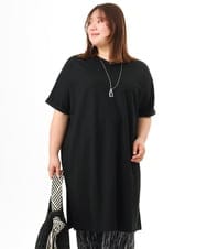 OLEFD19099 eur3(エウルキューブ) 【WEB先行販売】【大きいサイズ/接触冷感】ボクシーシルエットチュニック ブラック