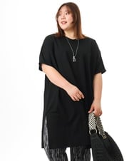 OLEFD19099 eur3(エウルキューブ) 【WEB先行販売】【大きいサイズ/接触冷感】ボクシーシルエットチュニック ブラック