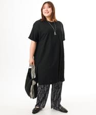 OLEFD19099 eur3(エウルキューブ) 【WEB先行販売】【大きいサイズ/接触冷感】ボクシーシルエットチュニック ブラック