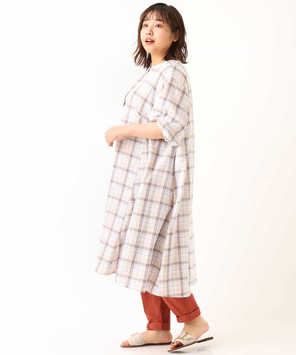 OLEFM35090 eur3(エウルキューブ) 【大きいサイズ】チェック柄マキシワンピース ラベンダー