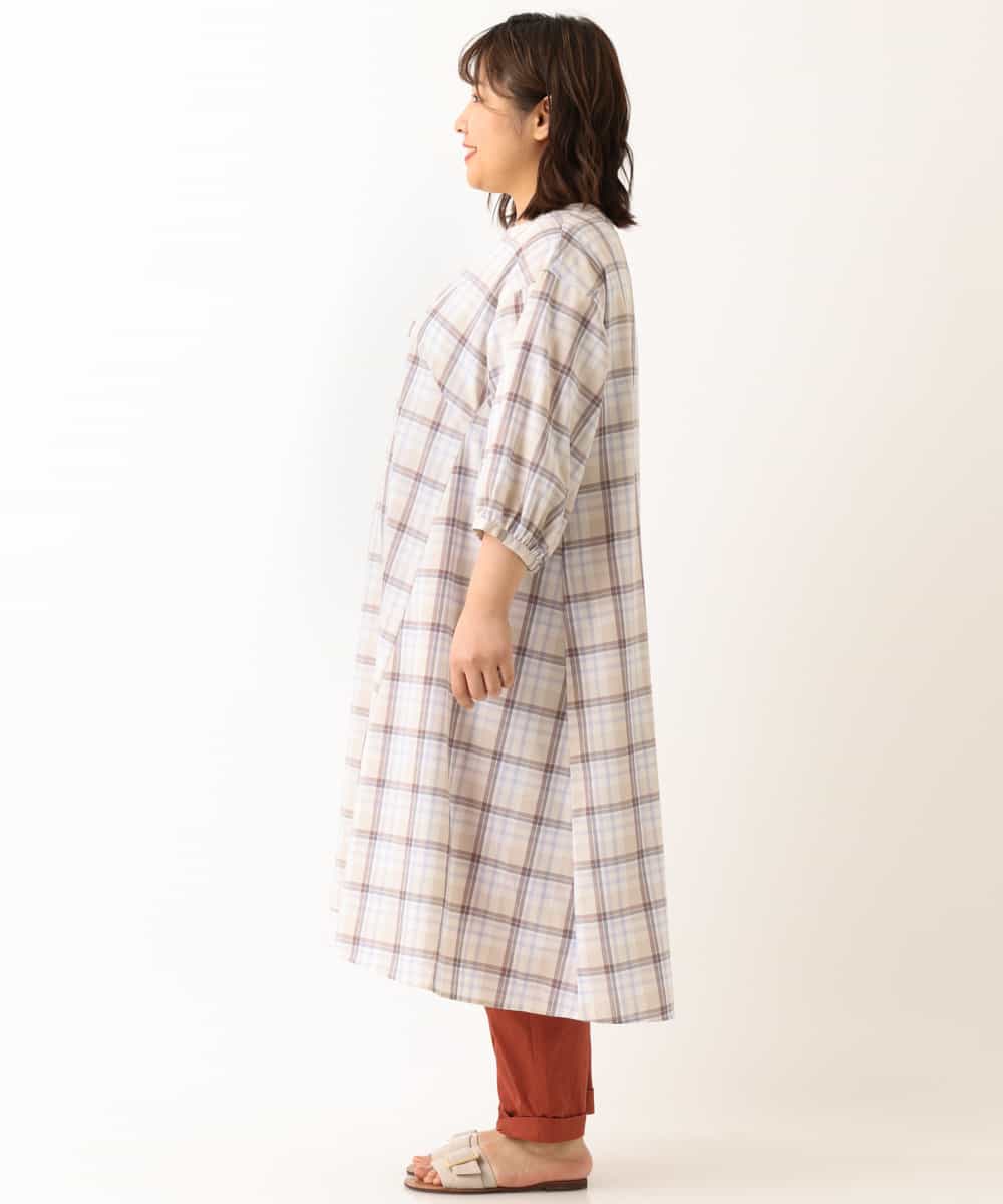 OLEFM35090 eur3(エウルキューブ) 【大きいサイズ】チェック柄マキシワンピース ラベンダー