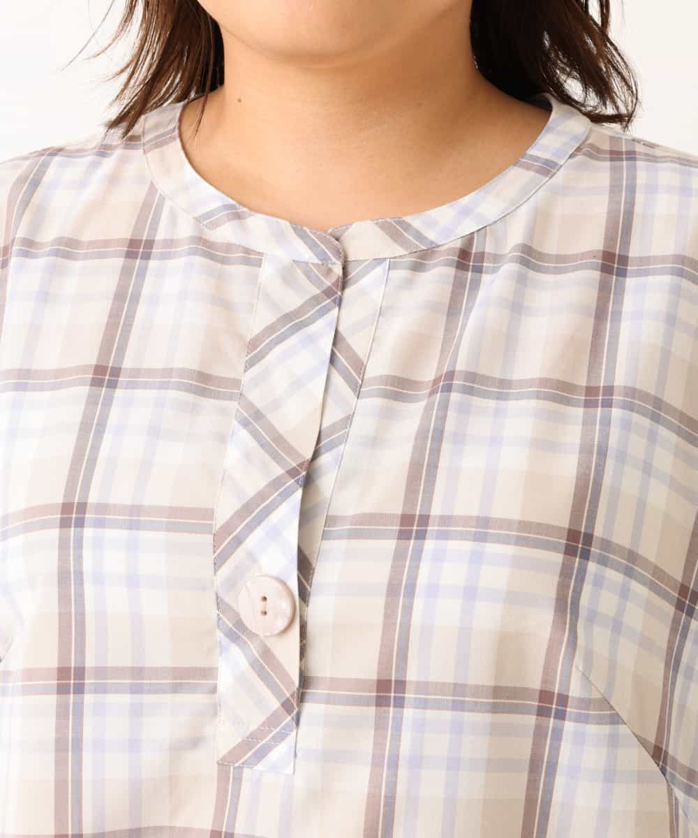 OLEFM35090 eur3(エウルキューブ) 【大きいサイズ】チェック柄マキシワンピース ラベンダー