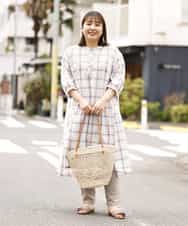 OLEFM35090 eur3(エウルキューブ) 【大きいサイズ】チェック柄マキシワンピース ラベンダー