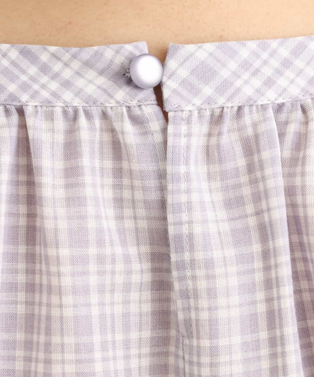 OLEFP10080 eur3(エウルキューブ) 【大きいサイズ】チェック柄シャーリングチュニック ラベンダー(60)
