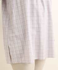 OLEFP10080 eur3(エウルキューブ) 【大きいサイズ】チェック柄シャーリングチュニック ラベンダー(60)