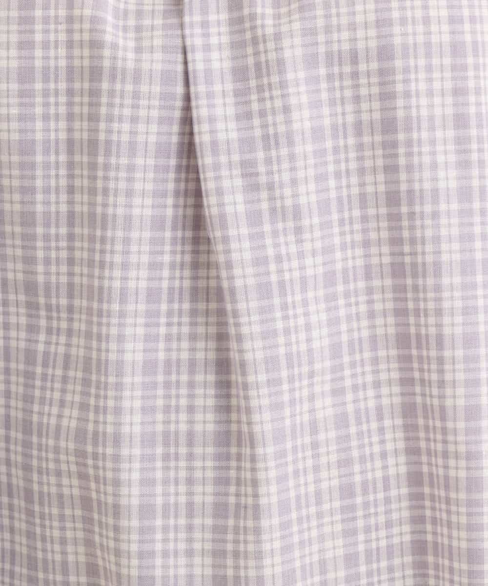 OLEFP10080 eur3(エウルキューブ) 【大きいサイズ】チェック柄シャーリングチュニック ラベンダー(60)