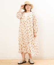 OLEFP24120 eur3(エウルキューブ) 【大きいサイズ/11号サイズあり】フラワープリントAラインワンピース ベージュ(82)