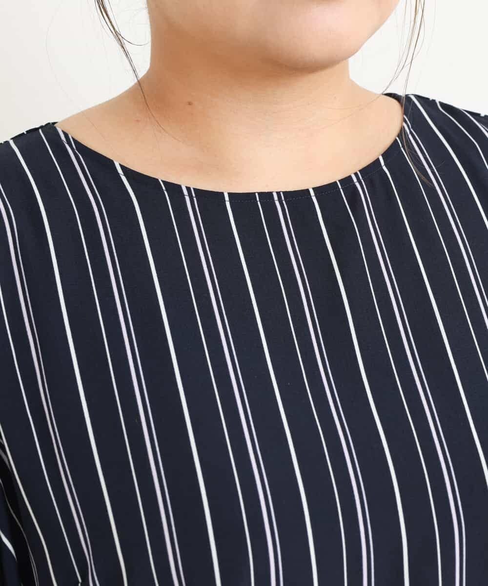 OLEFP25120 eur3(エウルキューブ) 【大きいサイズ/11号サイズあり】マルチストライプワンピース ネイビー(57)