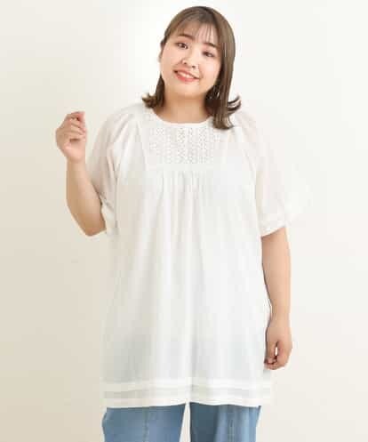 OLEFP26080 eur3 【大きいサイズ】ナチュラルレースコットンチュニック