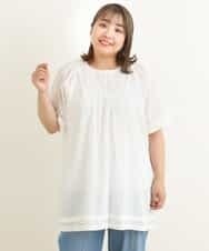 OLEFP26080 eur3(エウルキューブ) 【大きいサイズ】ナチュラルレースコットンチュニック アイボリー(80)