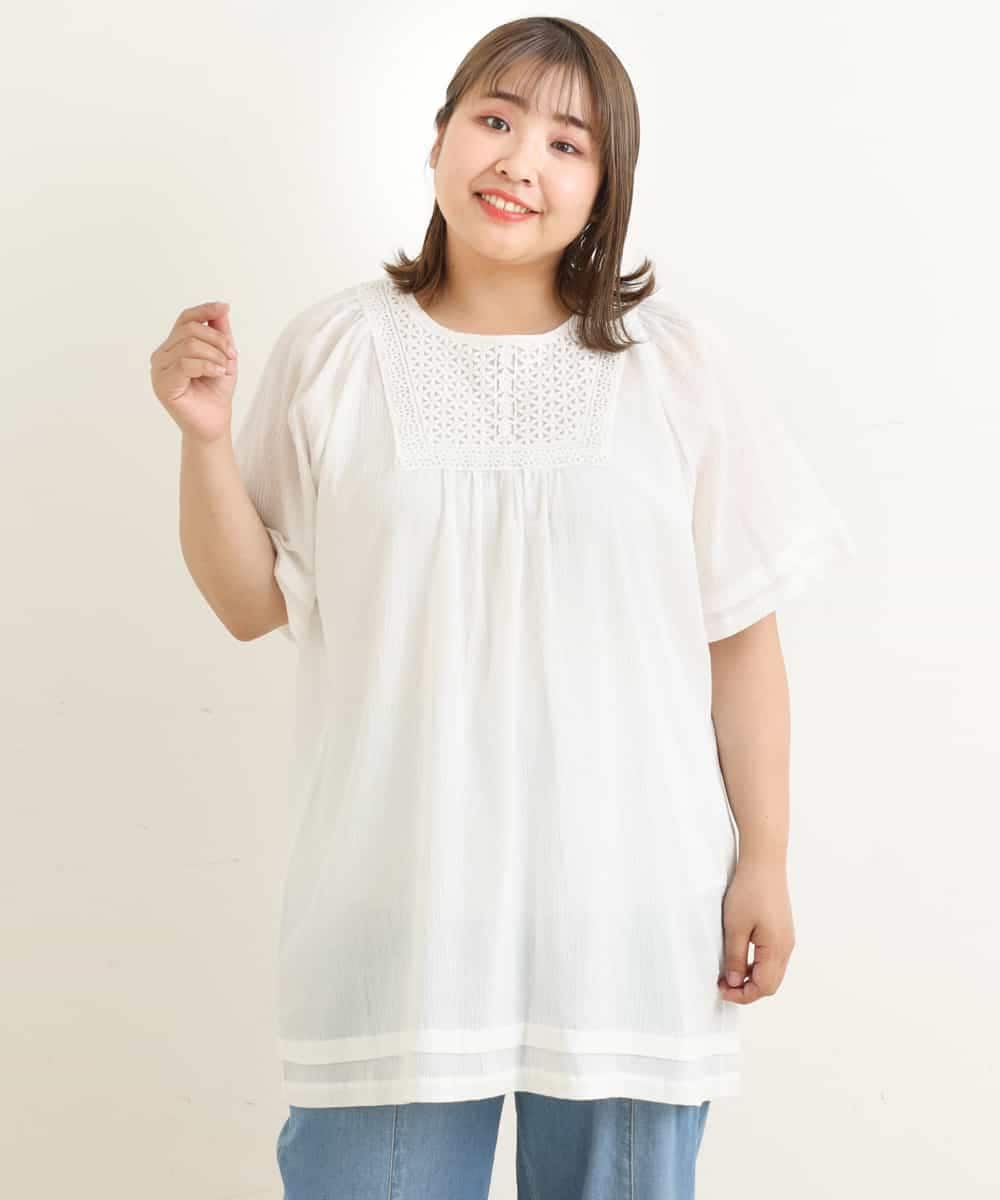大きいサイズ】ナチュラルレースコットンチュニック(チュニック) eur3(エウルキューブ)｜イトキンオンラインストア