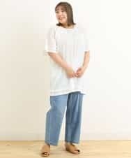 OLEFP26080 eur3(エウルキューブ) 【大きいサイズ】ナチュラルレースコットンチュニック アイボリー(80)