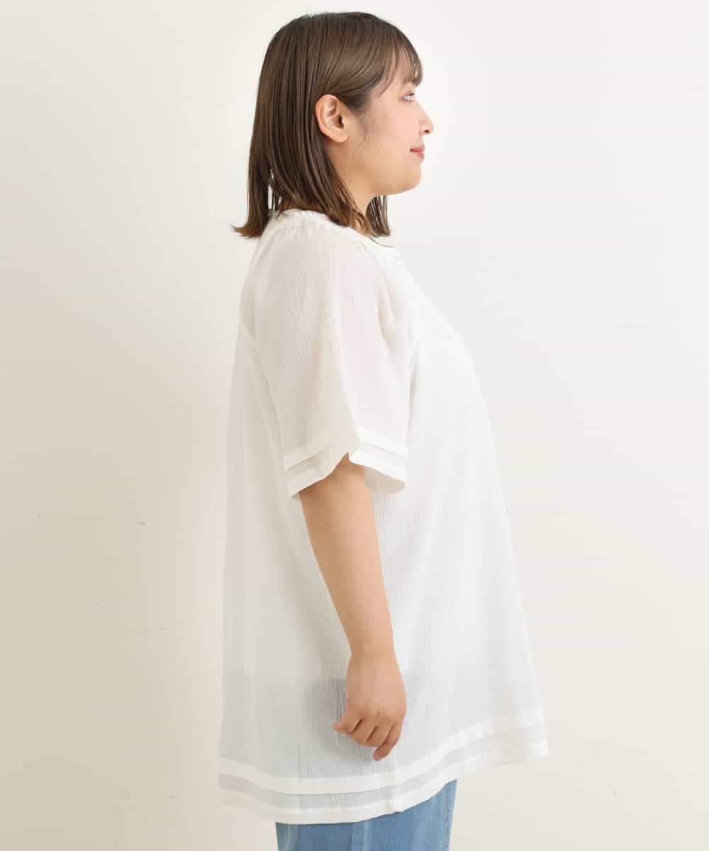 OLEFP26080 eur3(エウルキューブ) 【大きいサイズ】ナチュラルレースコットンチュニック アイボリー(80)