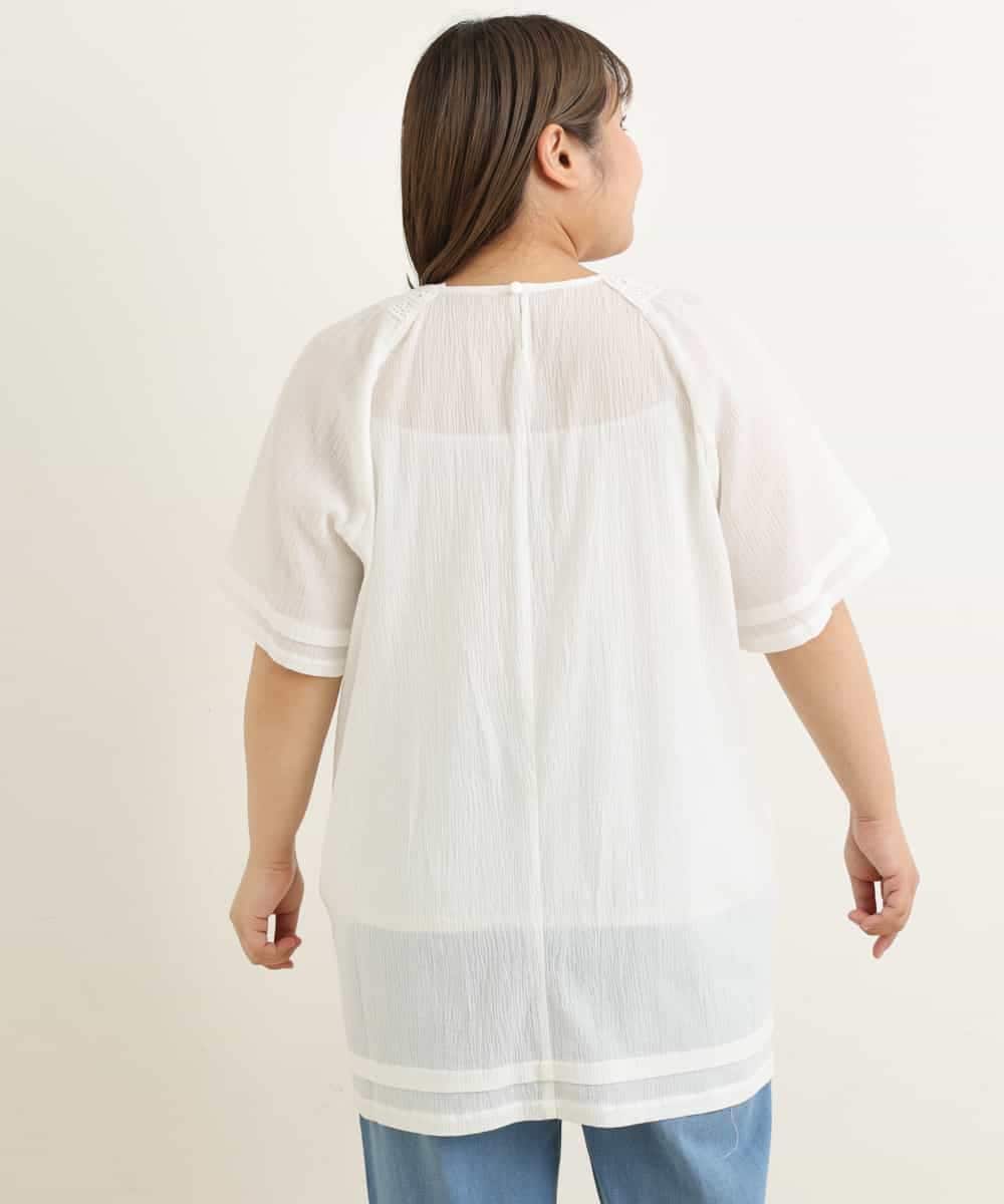 OLEFP26080 eur3(エウルキューブ) 【大きいサイズ】ナチュラルレースコットンチュニック アイボリー(80)