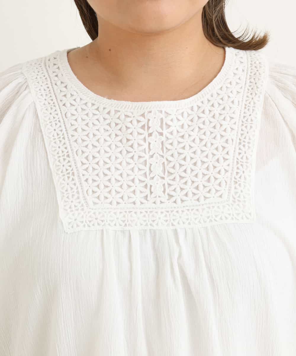 OLEFP26080 eur3(エウルキューブ) 【大きいサイズ】ナチュラルレースコットンチュニック アイボリー(80)