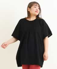 OLEFP26080 eur3(エウルキューブ) 【大きいサイズ】ナチュラルレースコットンチュニック ブラック(94)