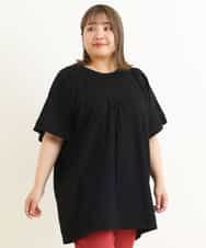 OLEFP26080 eur3(エウルキューブ) 【大きいサイズ】ナチュラルレースコットンチュニック ブラック(94)