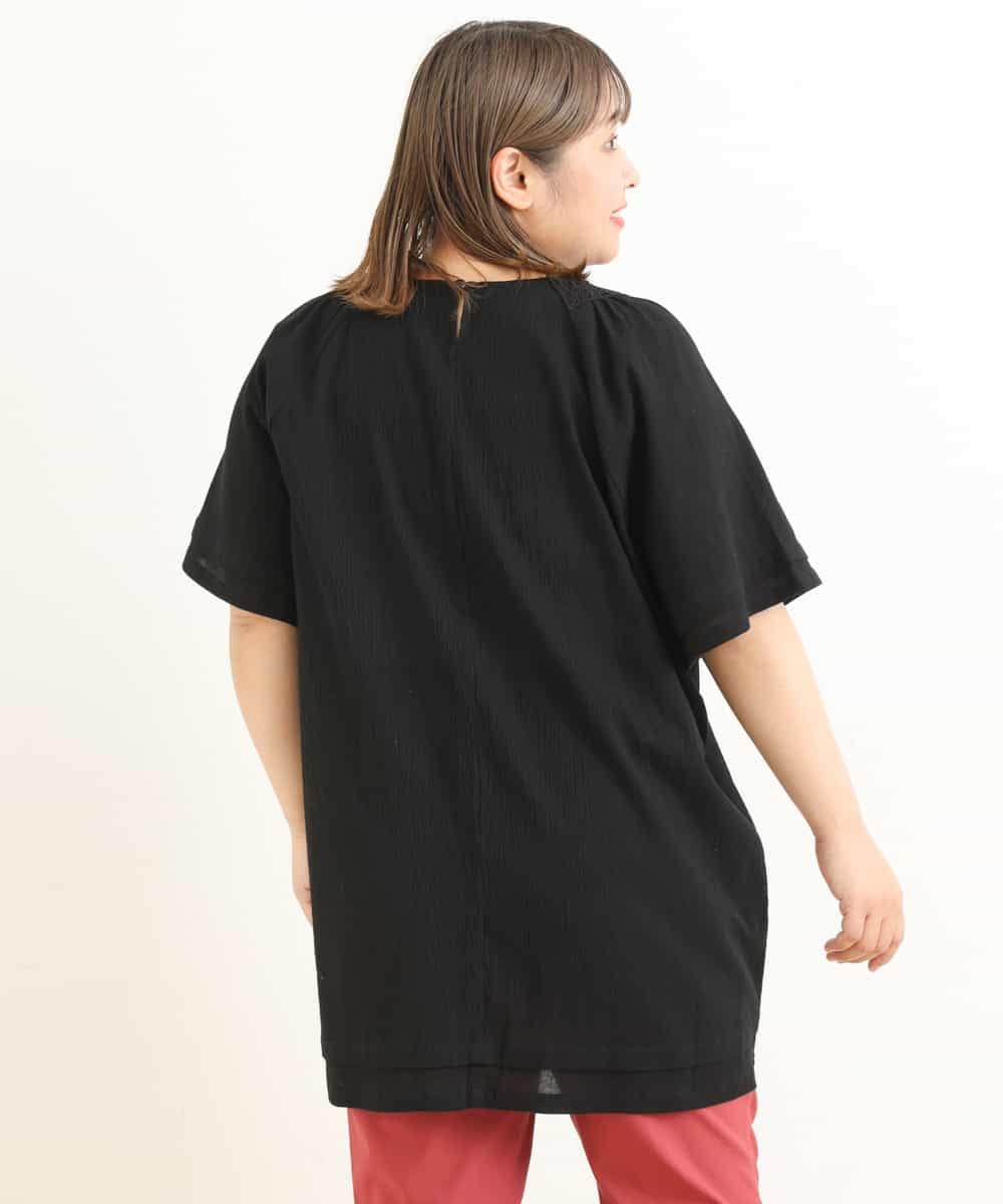 OLEFP26080 eur3(エウルキューブ) 【大きいサイズ】ナチュラルレースコットンチュニック ブラック(94)