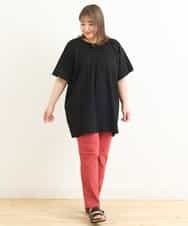 OLEFP26080 eur3(エウルキューブ) 【大きいサイズ】ナチュラルレースコットンチュニック ブラック(94)