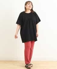 OLEFP26080 eur3(エウルキューブ) 【大きいサイズ】ナチュラルレースコットンチュニック ブラック(94)