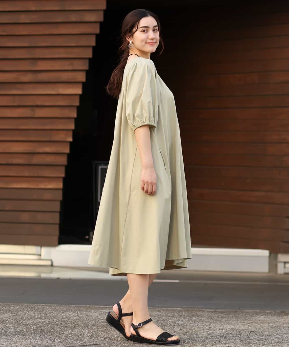 【大きいサイズ】ランタンスリーブカットソーワンピース