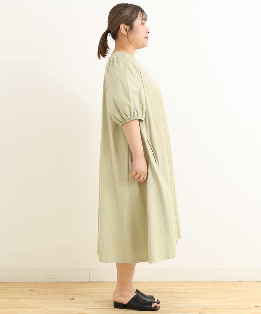 OLEFP28080 eur3(エウルキューブ) 【大きいサイズ】ランタンスリーブカットソーワンピース ライトグリーン(30)