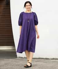 OLEFP28080 eur3(エウルキューブ) 【大きいサイズ】ランタンスリーブカットソーワンピース パープル(63)