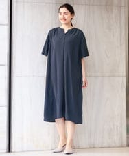 OLEFS09150 eur3(エウルキューブ) 【大きいサイズ/11号サイズあり】フレアスリーブストライプワンピース ネイビー(57)