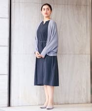 OLEFS09150 eur3(エウルキューブ) 【大きいサイズ/11号サイズあり】フレアスリーブストライプワンピース ネイビー(57)