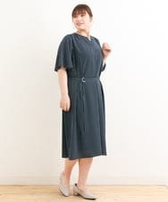 OLEFS09150 eur3(エウルキューブ) 【大きいサイズ/11号サイズあり】フレアスリーブストライプワンピース ネイビー(57)