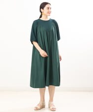 OLEFS10090 eur3(エウルキューブ) 【雑誌掲載】【大きいサイズ】涼しい！異素材切り替えサマーワンピース グリーン(35)