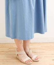 OLEFS10090 eur3(エウルキューブ) 【雑誌掲載】【大きいサイズ】涼しい！異素材切り替えサマーワンピース ブルー(55)