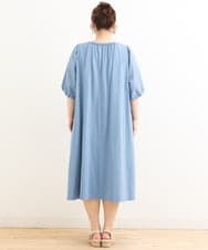 OLEFS10090 eur3(エウルキューブ) 【雑誌掲載】【大きいサイズ】涼しい！異素材切り替えサマーワンピース ブルー(55)