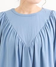 OLEFS10090 eur3(エウルキューブ) 【雑誌掲載】【大きいサイズ】涼しい！異素材切り替えサマーワンピース ブルー(55)