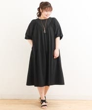 OLEFS10090 eur3(エウルキューブ) 【大きいサイズ】ボリュームスリーブコンビドレス ブラック(94)