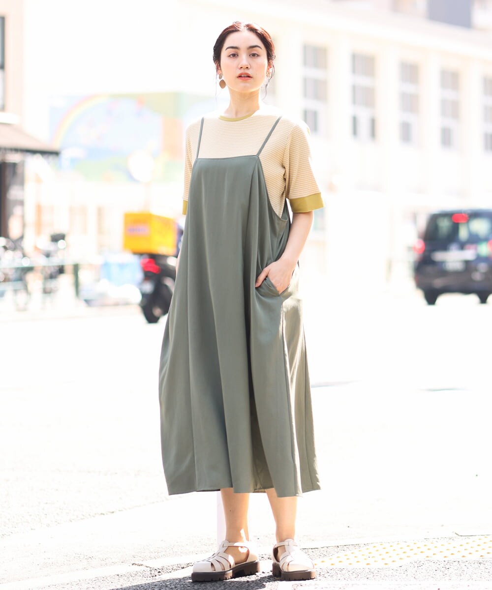 OLEFS18120 eur3(エウルキューブ) 【大きいサイズ】キャミワンピース カーキ(36)