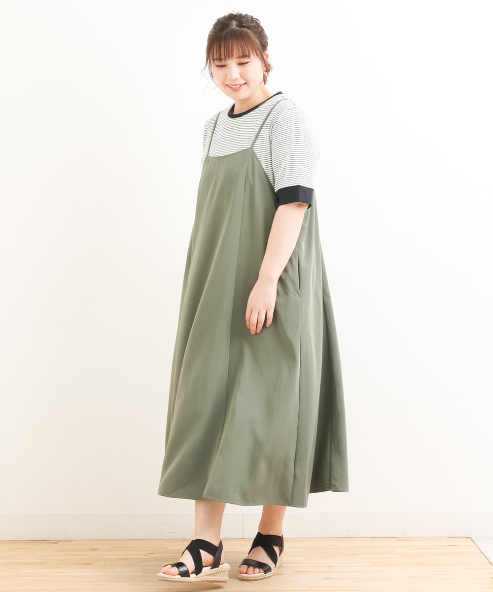 OLEFS18120 eur3(エウルキューブ) 【大きいサイズ】キャミワンピース カーキ(36)