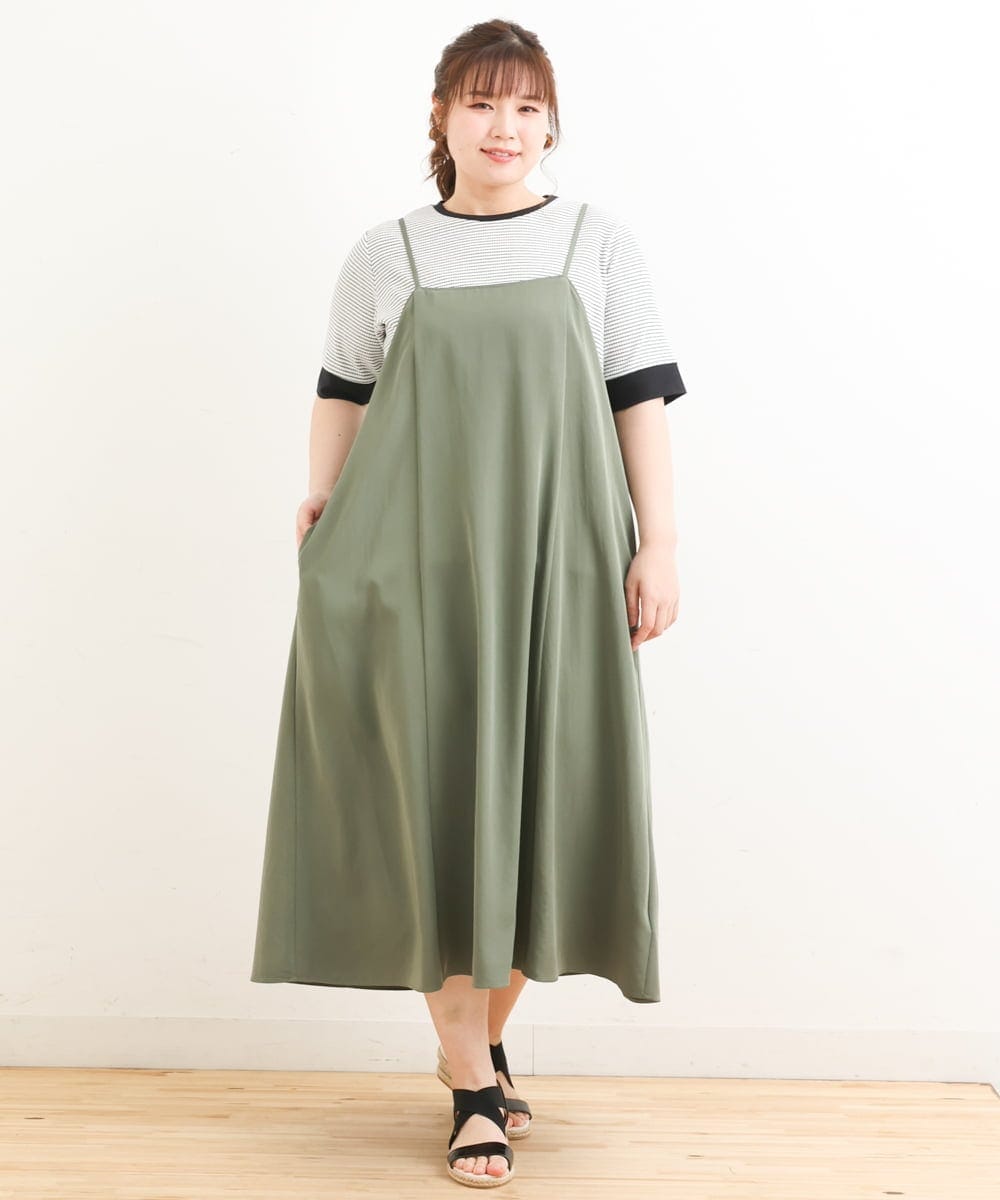 OLEFS18120 eur3(エウルキューブ) 【大きいサイズ】キャミワンピース カーキ(36)