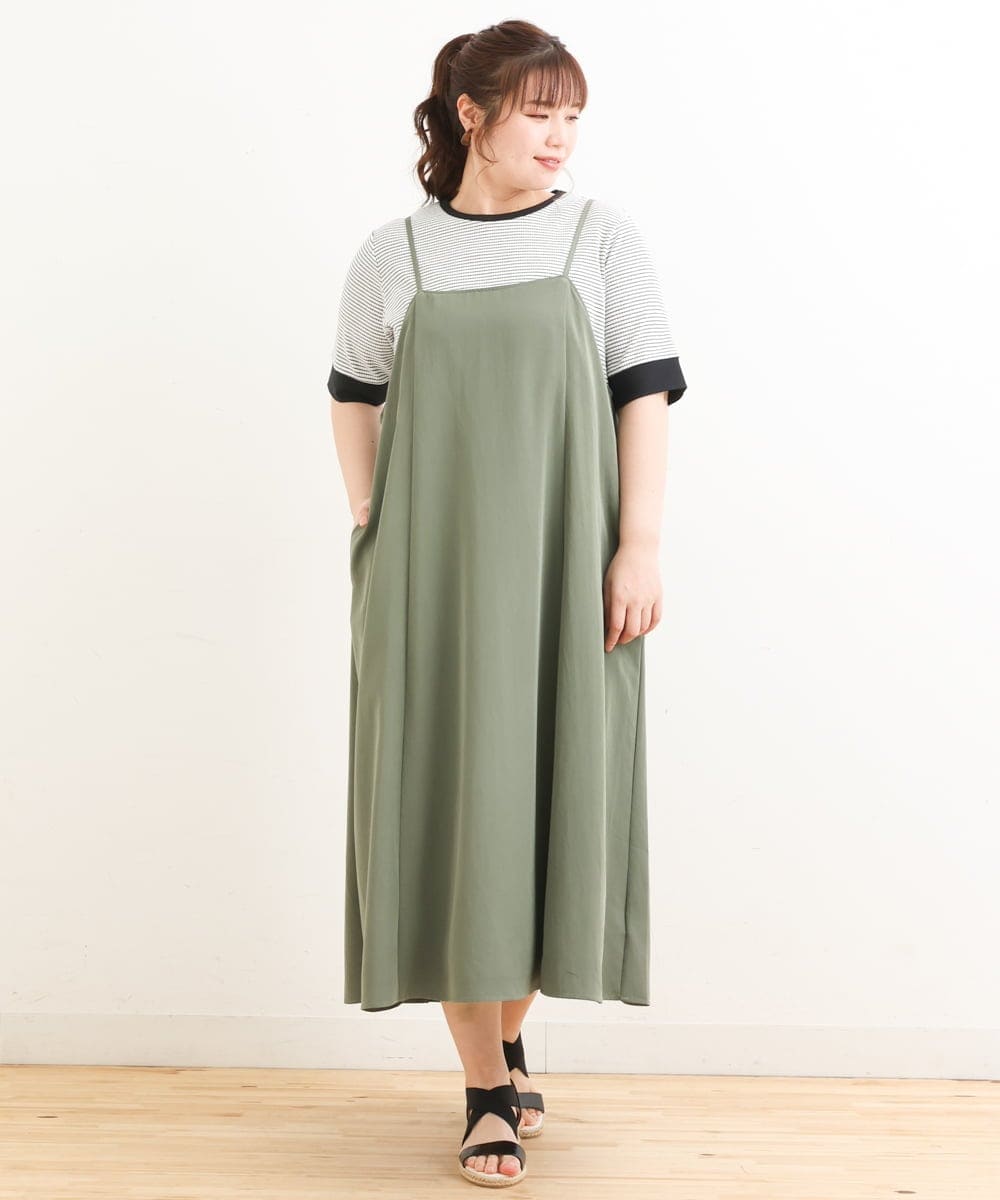 OLEFS18120 eur3(エウルキューブ) 【大きいサイズ】キャミワンピース カーキ(36)