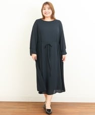 OLEFS22140 eur3(エウルキューブ) 【大きいサイズ】サイドプリーツワンピース ネイビー(57)