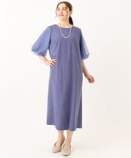 OLEGA24159 eur3(エウルキューブ) 【WEB先行販売】【大きいサイズ/11号サイズあり】シアースリーブワンピース ブルー(55)