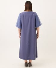 OLEGA24159 eur3(エウルキューブ) 【WEB先行販売】【大きいサイズ/11号サイズあり】シアースリーブワンピース ブルー(55)