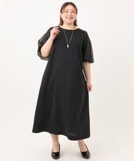 OLEGA24159 eur3(エウルキューブ) 【WEB先行販売】【大きいサイズ/11号サイズあり】シアースリーブワンピース ブラック(94)