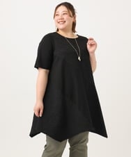 OLEGA25099 eur3(エウルキューブ) 【WEB先行販売】【大きいサイズ】ぽこぽこイレヘムチュニック ブラック(94)