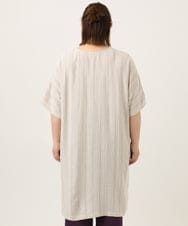 OLEGA26119 eur3(エウルキューブ) 【WEB先行販売】【大きいサイズ】ストライプカフタンチュニック ベージュ(82)