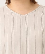 OLEGA26119 eur3(エウルキューブ) 【WEB先行販売】【大きいサイズ】ストライプカフタンチュニック ベージュ(82)