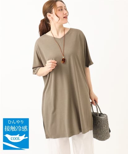 OLEGA29099 eur3 【大きいサイズ/接触冷感】カノコボクシーシルエットチュニック