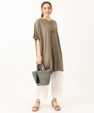 OLEGA29099 eur3(エウルキューブ) 【大きいサイズ/接触冷感】カノコボクシーシルエットチュニック カーキ(36)