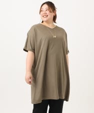 OLEGA29099 eur3(エウルキューブ) 【大きいサイズ/接触冷感】カノコボクシーシルエットチュニック カーキ(36)