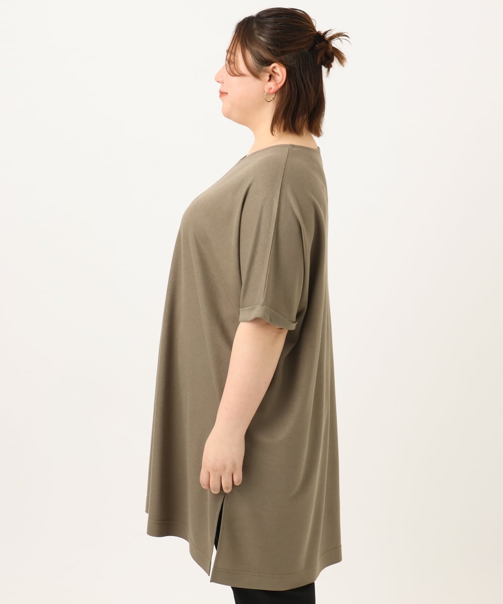 OLEGA29099 eur3(エウルキューブ) 【大きいサイズ/接触冷感】カノコボクシーシルエットチュニック カーキ(36)